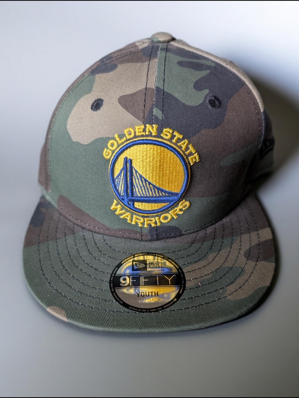 Golden State Warriors Camo 9FIFTY Youth Snapback Hat